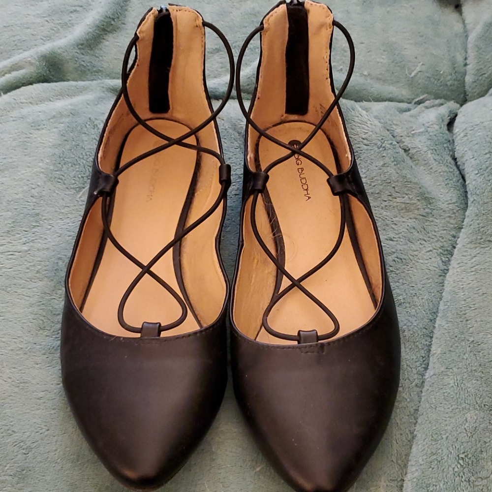 Big Buddha Black zip up Flats